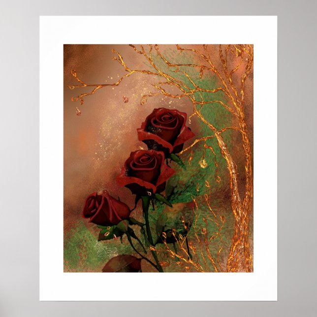 Beautiful Autumn Roses Poster (Front)