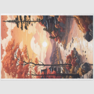 Beautiful Autumn Sunset By The River Tissue Paper