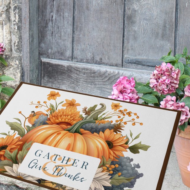Beautiful Autumn Thanksgiving Pumpkin  Doormat (Creator Uploaded)