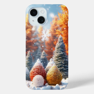 Beautiful Autumn Tree in Winter iPhone 15 Case