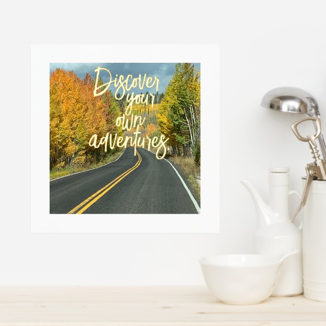 Beautiful Autumn Tree Lined Winding Road Photo Foil Prints (In Situ (Kitchen))