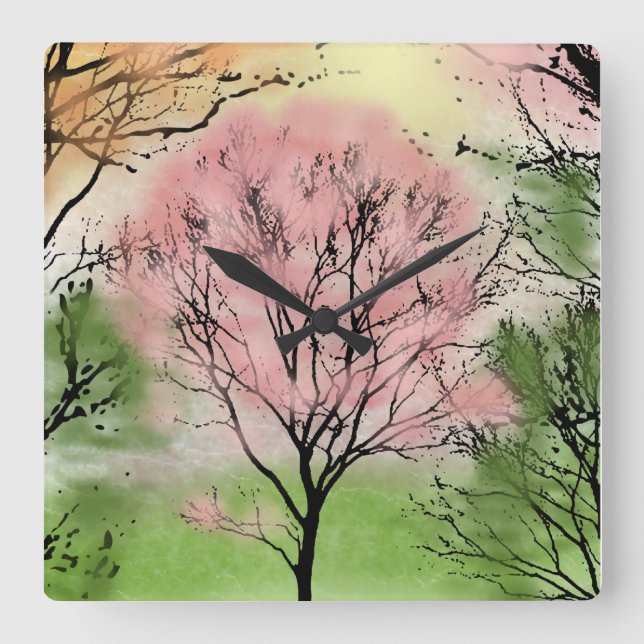 Beautiful Autumn Trees Square Wall Clock (Front)