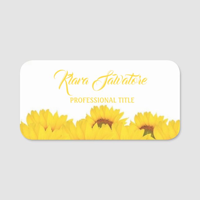 Beautiful Awesome Elegant Sunflower Name Tag (Front)