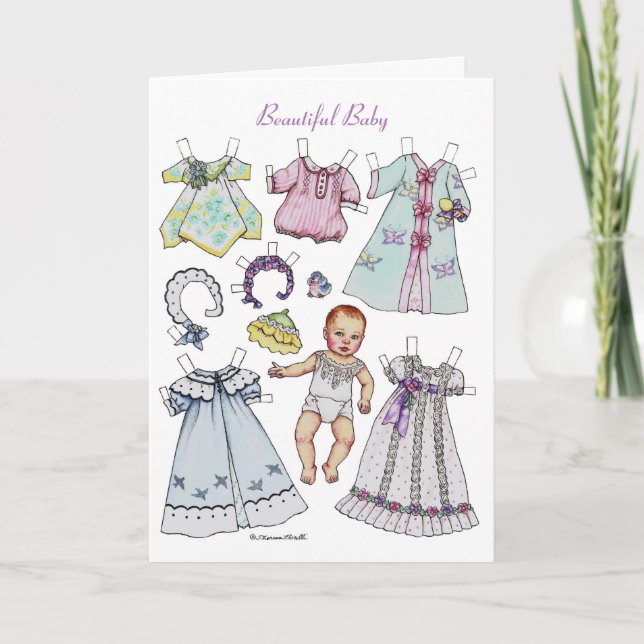 Beautiful Baby Birthday Paper Doll Greeting Card (Front)