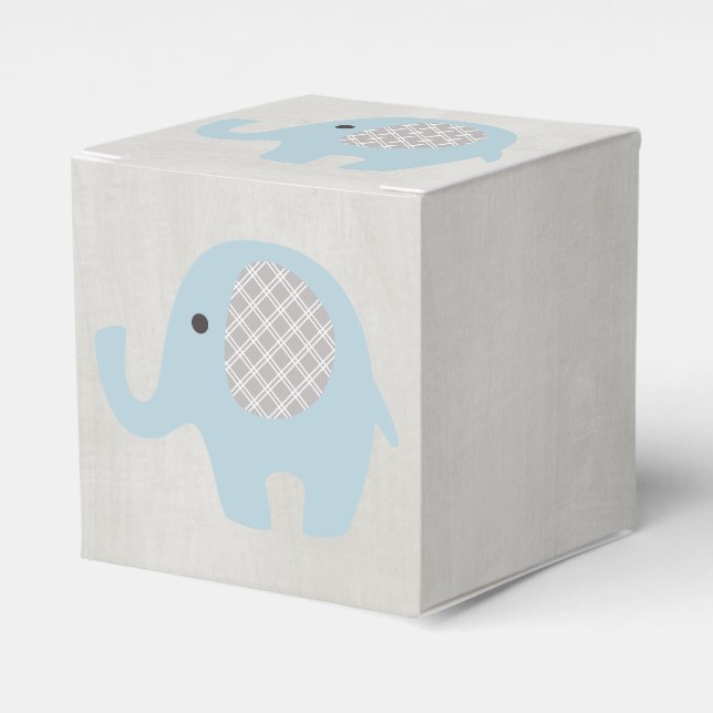Beautiful Baby Blue Elephant Favour Box (Front Side)