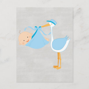 Beautiful Baby Blue Stork, It’s a Boy! Postcard