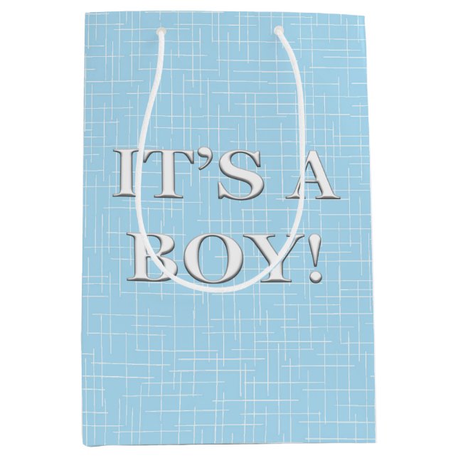 Beautiful Baby Boy Blue Baby Shower Medium Gift Bag (Front)
