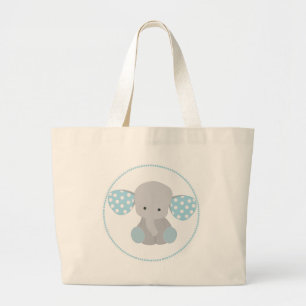 Beautiful Baby Boy Blue Elephant Large Tote Bag