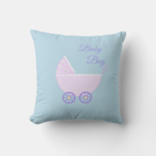 Beautiful Baby Boy Stroller on Turquoise Cushion