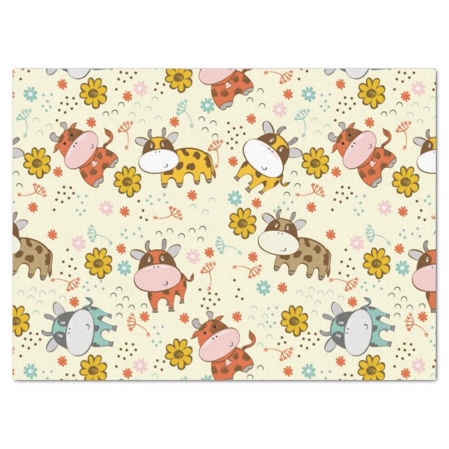 Beautiful Baby Cow Pattern Tissue Paper (Front)