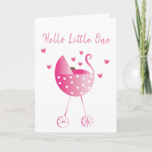 Beautiful Baby Girl Carriage Congratulations Pink Card