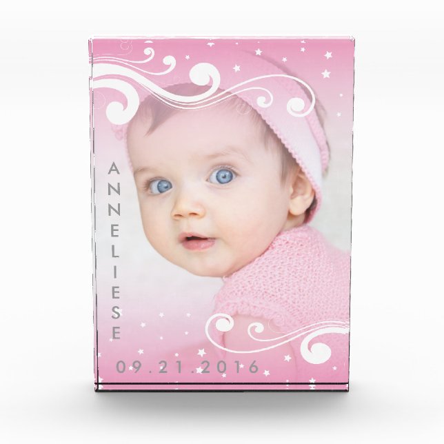 Beautiful Baby Girl Photo with Name and Date Block (Front)