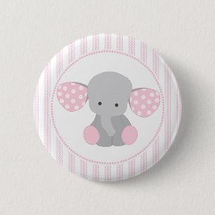 Beautiful Baby Girl Pink Elephant 6 Cm Round Badge