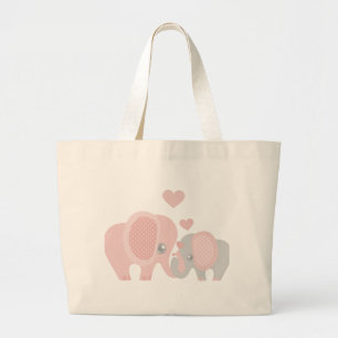 Beautiful Baby Girl Pink Elephant Large Tote Bag