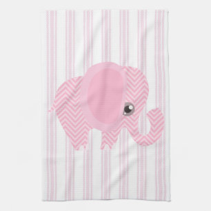 Beautiful Baby Girl Pink Elephant Tea Towel