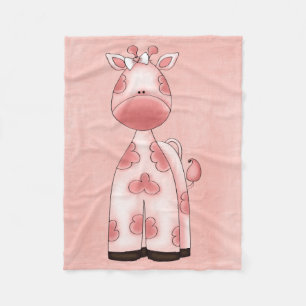 Beautiful Baby Girl Pink Giraffe Fleece Blanket
