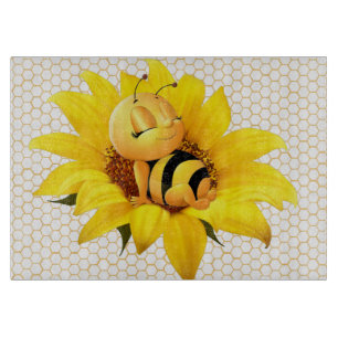 Beautiful Baby Honey Bee Yellow Sunflower Cutting Board