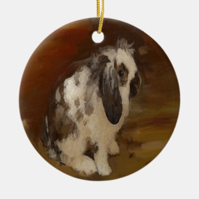 Beautiful Baby Lop Eared Rabbit/Kit Ceramic Tree Decoration (Front)