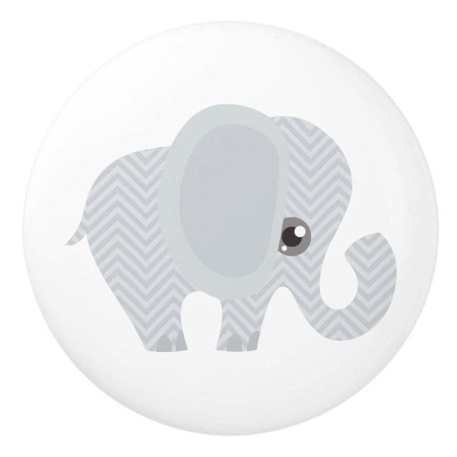 Beautiful Baby Neutral Elephant Ceramic Knob (Front)