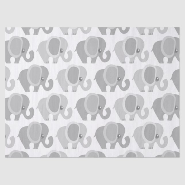 Beautiful Baby Neutral Grey Elephant Tissue Paper (Front)