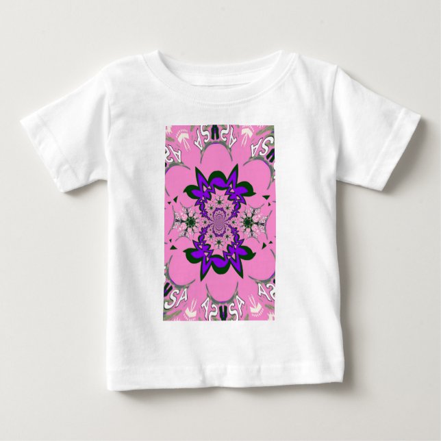 Beautiful Baby Pink Floral Purple Shade Motif Art  Baby T-Shirt (Front)
