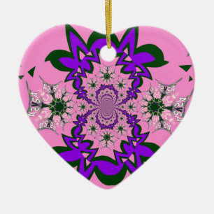 Beautiful Baby Pink Floral Purple Shade Motif Art  Ceramic Ornament
