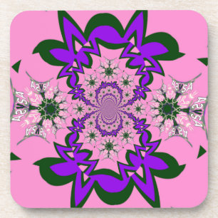 Beautiful Baby Pink Floral Purple Shade Motif Art  Coaster