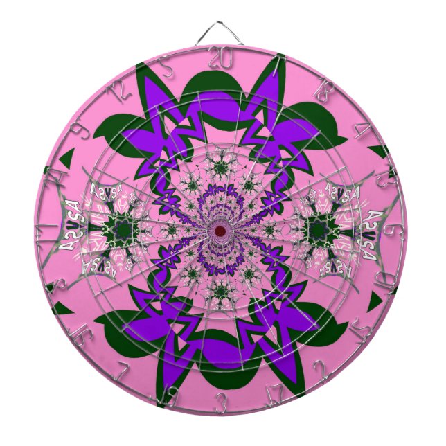 Beautiful Baby Pink Floral Purple Shade Motif Art  Dartboard (Front)