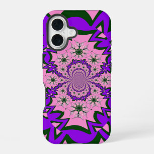 Beautiful Baby Pink Floral Purple Shade Motif Art iPhone 16 Case