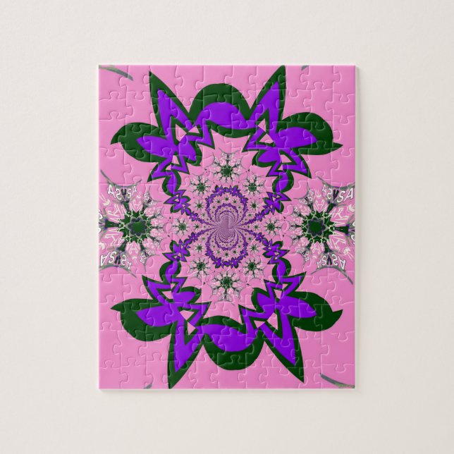 Beautiful Baby Pink Floral Purple Shade Motif Art  Jigsaw Puzzle (Vertical)
