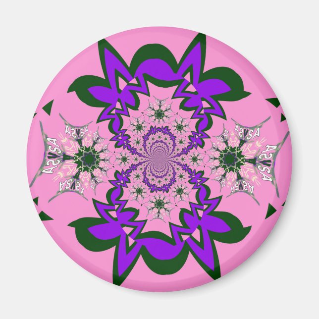 Beautiful Baby Pink Floral Purple Shade Motif Art  Magnet (Front)