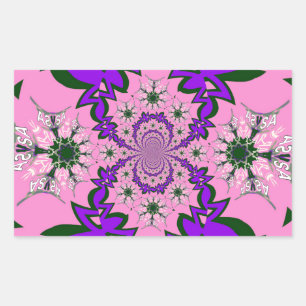 Beautiful Baby Pink Floral Purple Shade Motif Art  Rectangular Sticker