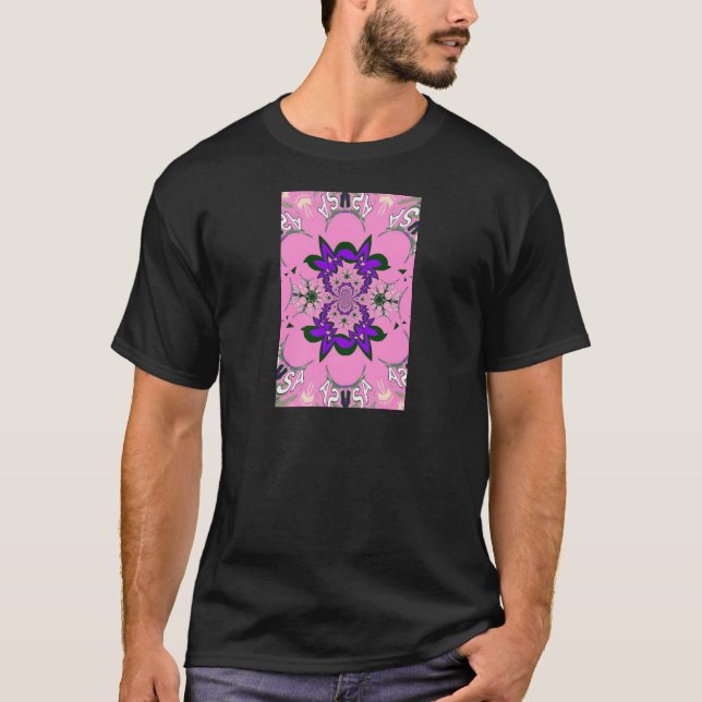 Beautiful Baby Pink Floral Purple Shade Motif Art  T-Shirt (Front)