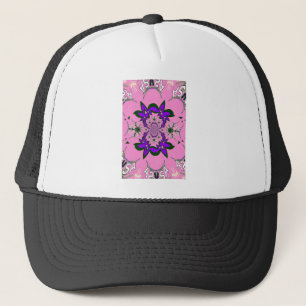 Beautiful Baby Pink Floral Purple Shade Motif Art  Trucker Hat