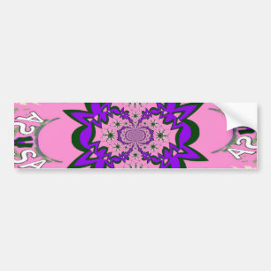 Beautiful baby pink floral purple shade motif mono bumper sticker