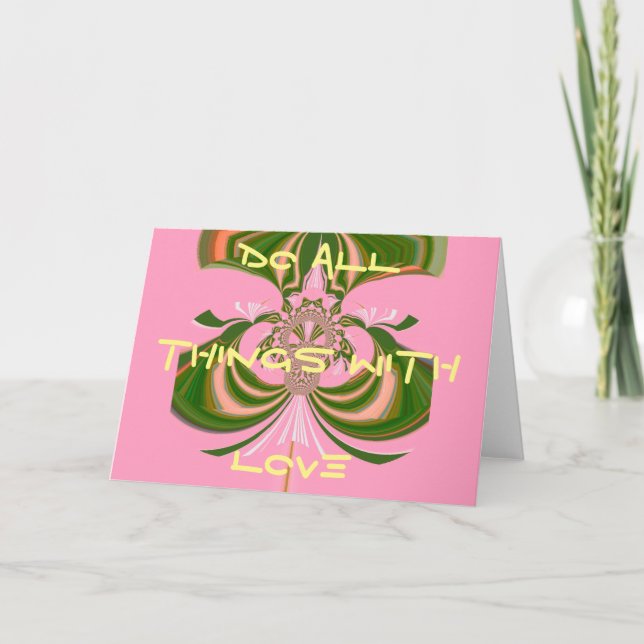 Beautiful baby pink green and white  Kaleidoscope  Card (Front)