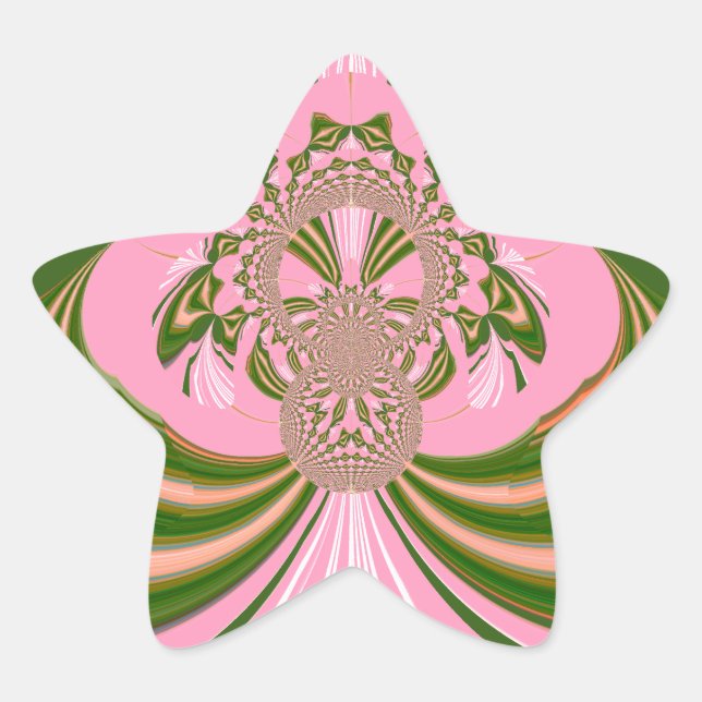 Beautiful baby pink green and white  Kaleidoscope  Star Sticker (Front)