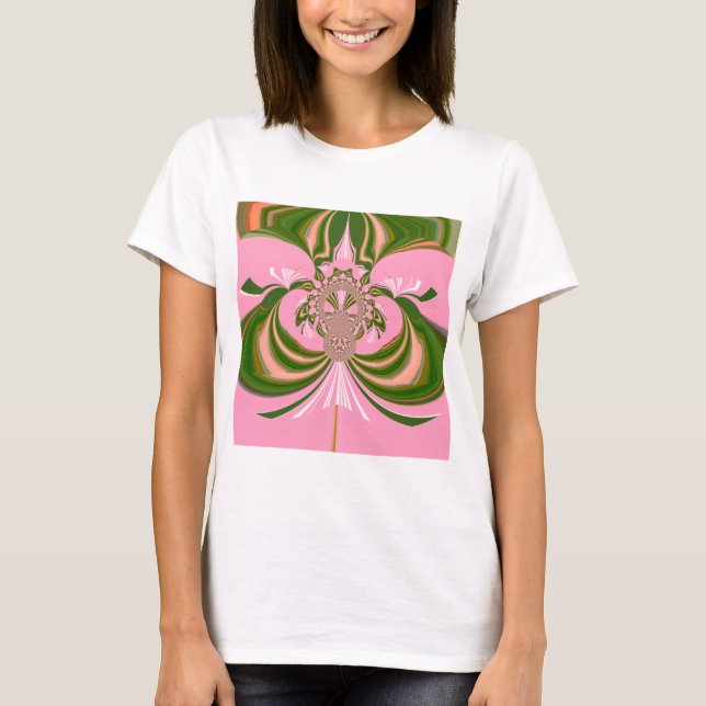 Beautiful baby pink green and white  Kaleidoscope  T-Shirt (Front)