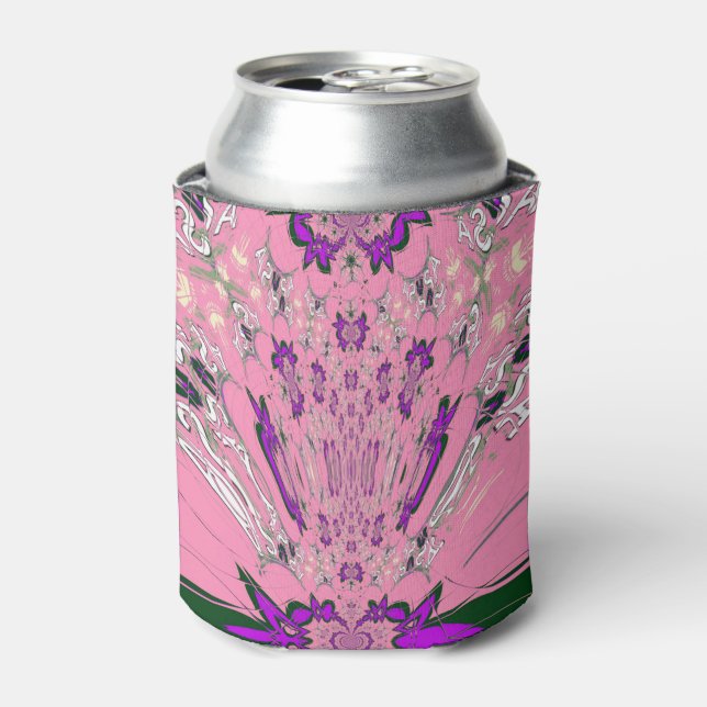 Beautiful baby pink  purple shade motif monogram can cooler (Can Front)
