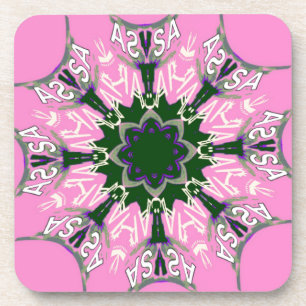 Beautiful baby pink purple shade motif monogram de coaster