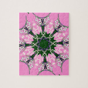 Beautiful baby pink purple shade motif monogram de jigsaw puzzle