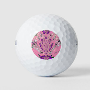 Beautiful baby pink purple shade motif monogram golf balls