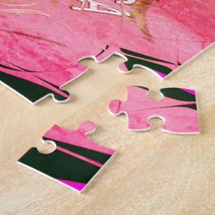 Beautiful baby pink purple shade motif monogram jigsaw puzzle