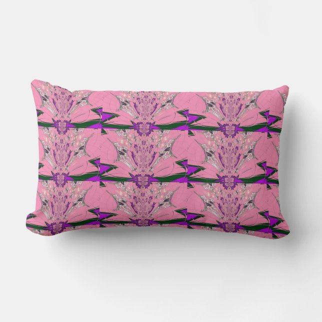 Beautiful baby pink  purple shade motif monogram lumbar cushion (Front)