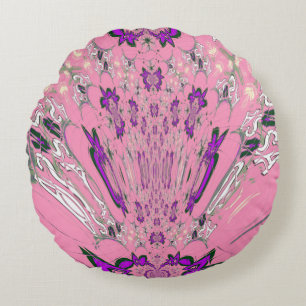 Beautiful baby pink  purple shade motif monogram round cushion