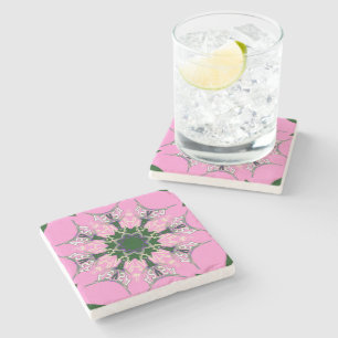 Beautiful baby pink purple shade motif monogram stone coaster