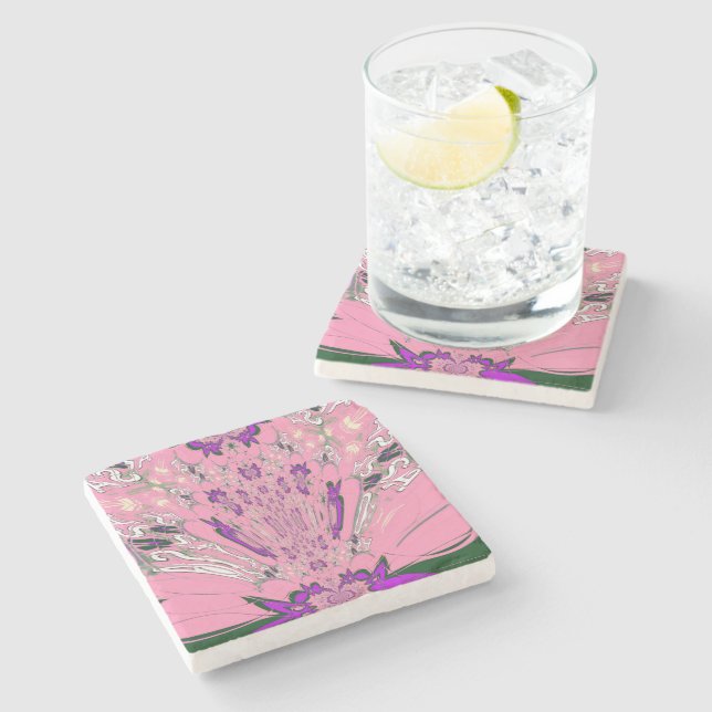 Beautiful baby pink  purple shade motif monogram stone coaster (Side)