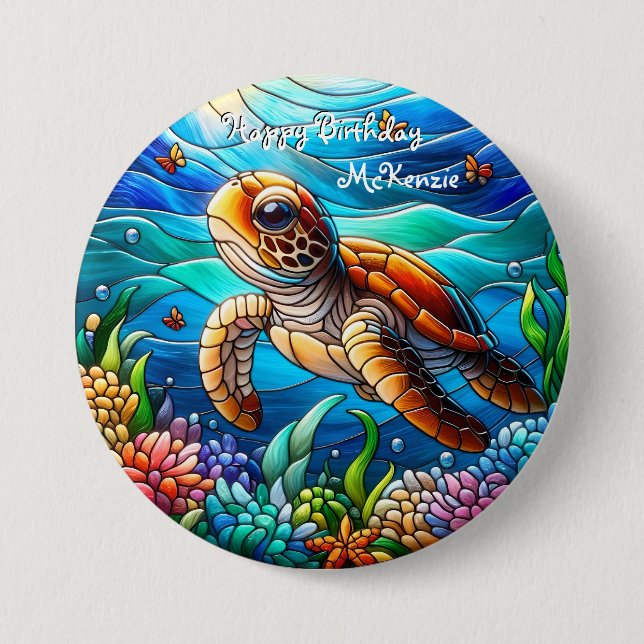 Beautiful Baby Sea Turtle Swimming 7.5 Cm Round Badge (Front)
