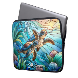 Beautiful Baby Sea Turtles In Colourful Sea Laptop Sleeve