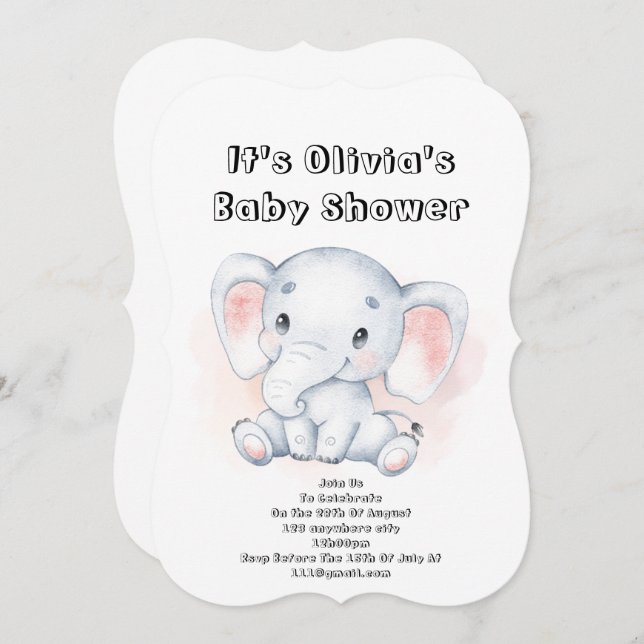 beautiful baby shower invitation for baby girl (Front/Back)